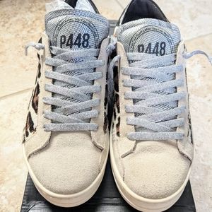 P448 Calf Hair Low Top Sneakers Leopard Leather 41 11